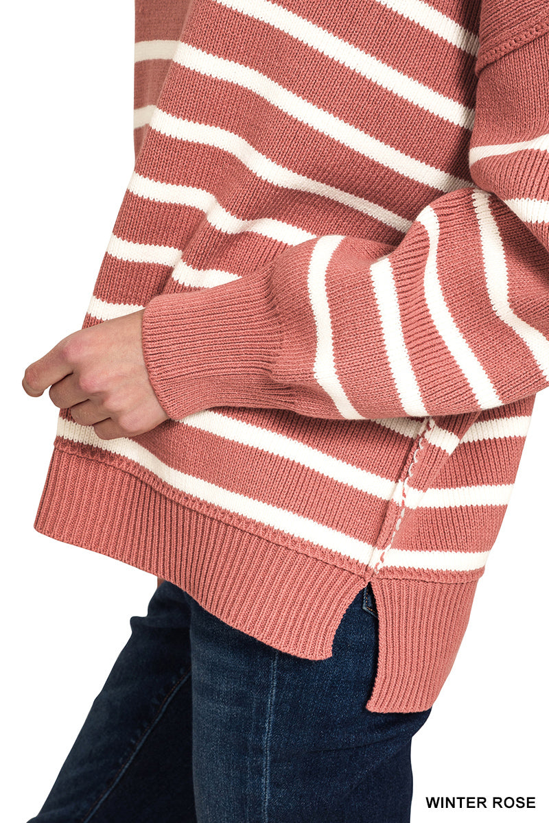 MONICA OVERSIZED EXPOSED SEAM SWEATER- WINTER ROSE