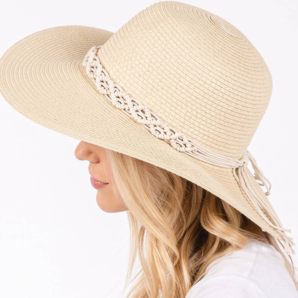 BRAIDED STRAP STRAW SUN HAT (MULTIPLE COLORS)