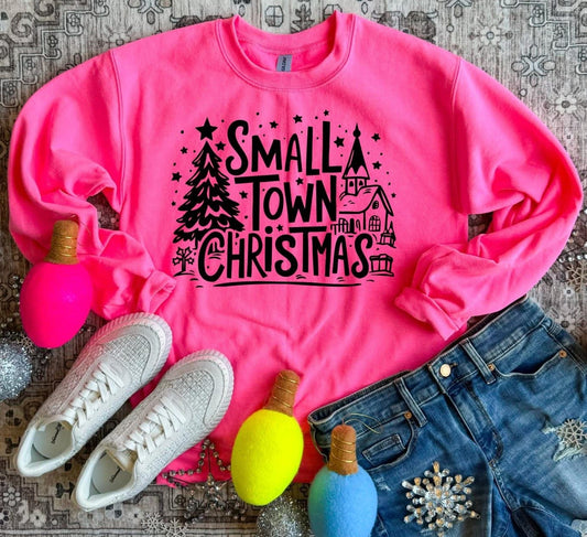 PRE ORDER- Small Town Christmas Hot Pink Crewneck Sweatshirt