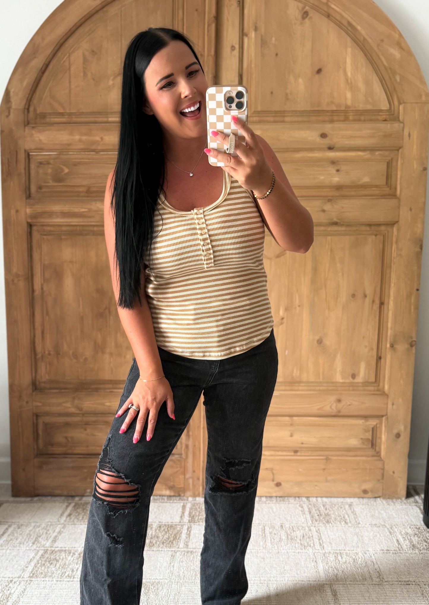 SADIE STRETCHY SOFT TANK-MOCHA