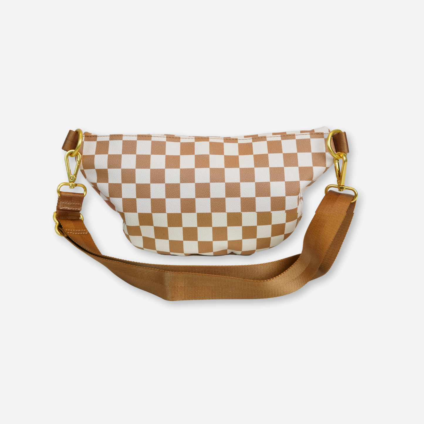 The Fawny Pack - Woven Faux Leather Fanny Pack Crossbody: Brown