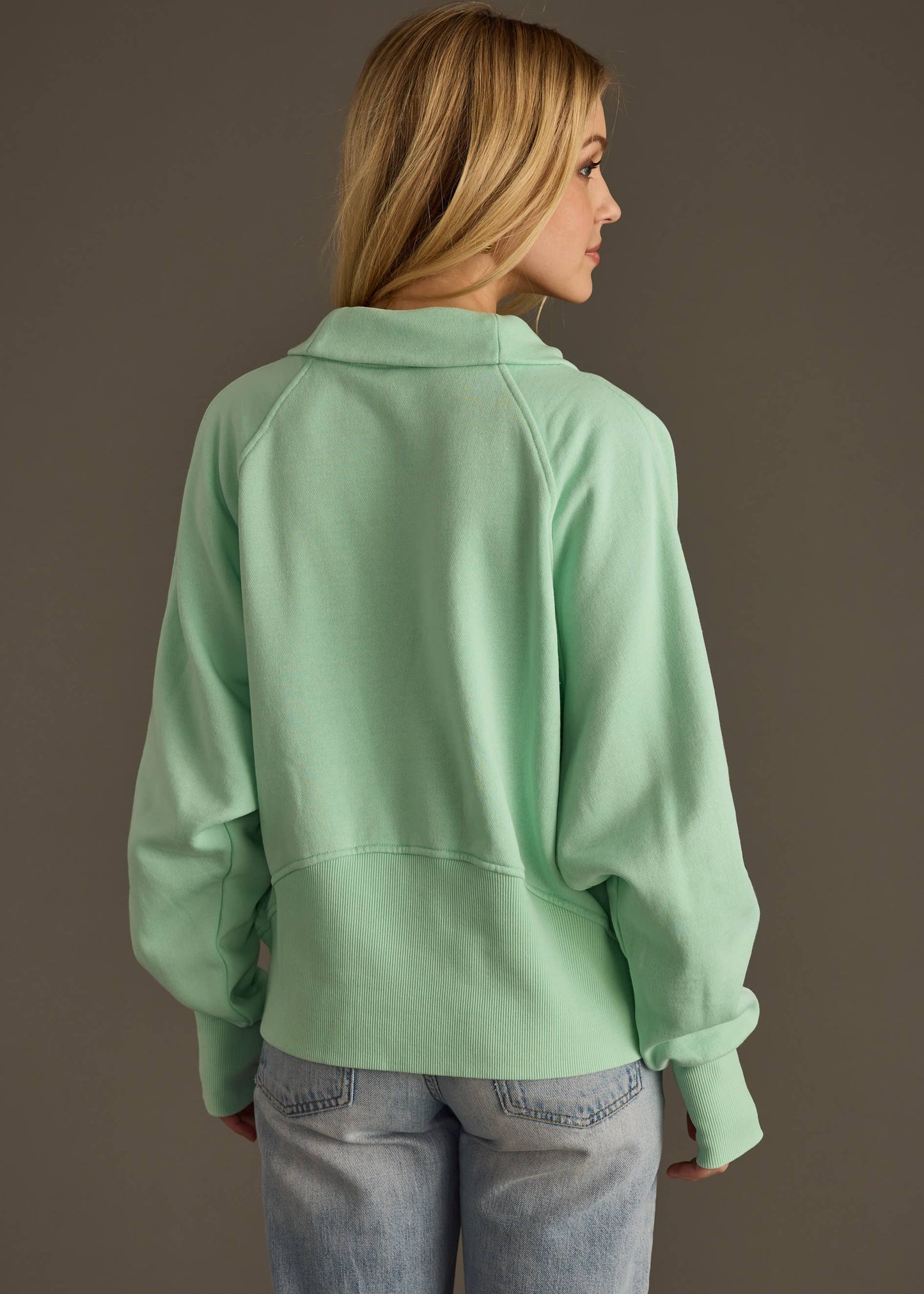 ** BEST SELLER MINT HALF ZIP SWEATSHIRT