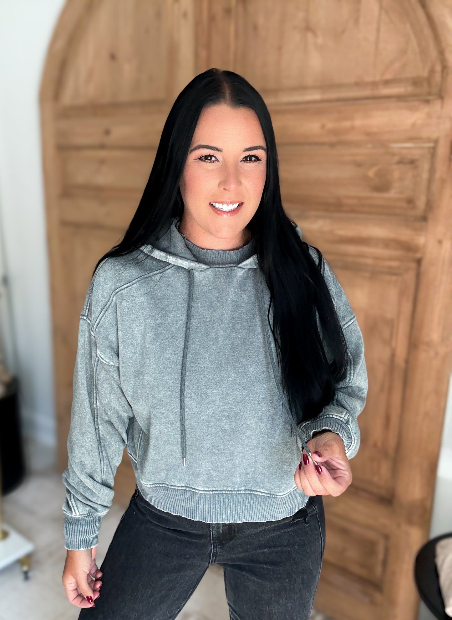 SNUGGLE ME UP ACID WASH HOODIE **Ash Jade