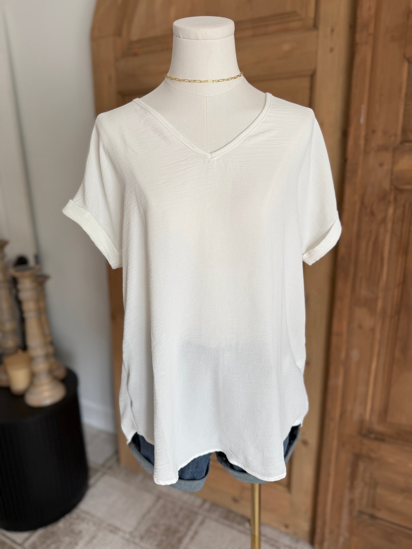 DREAM SOFT TEXTURE RELAXED TOP- white