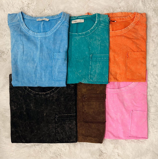 SUNNY MINERAL WASHED ZENANA POCKET TEE