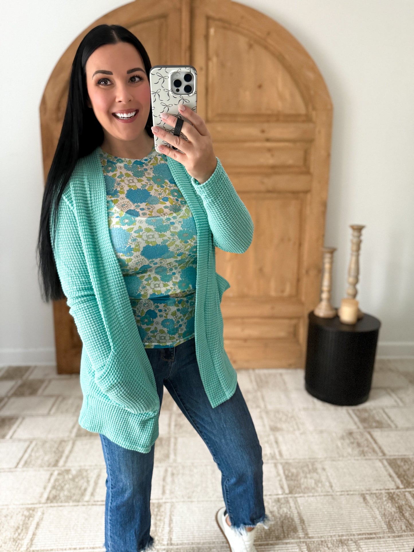 VINTAGE FLORAL MESH TOP BLUE