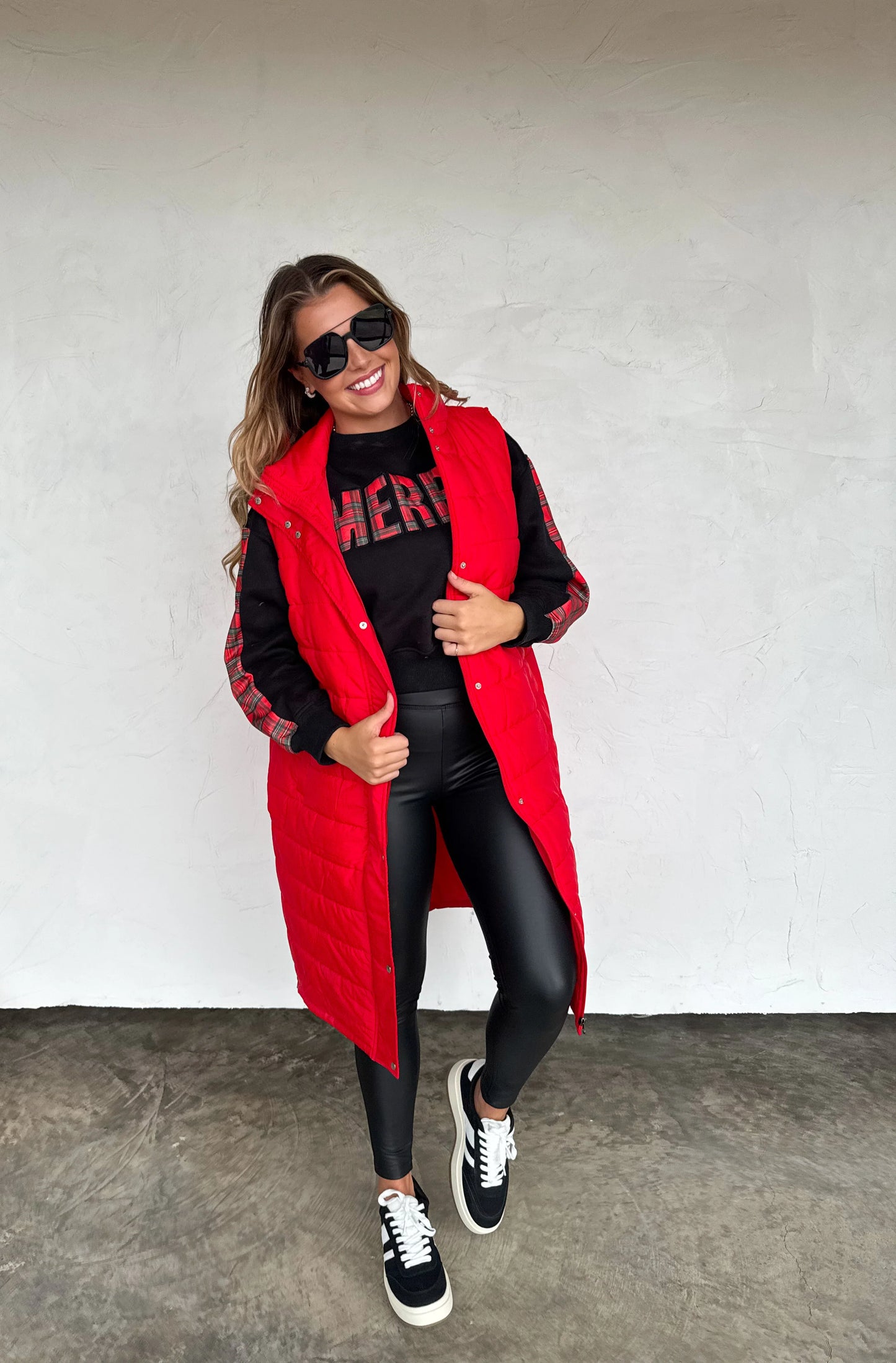 PREORDER- KENDALL LONG PUFFER VEST*Red