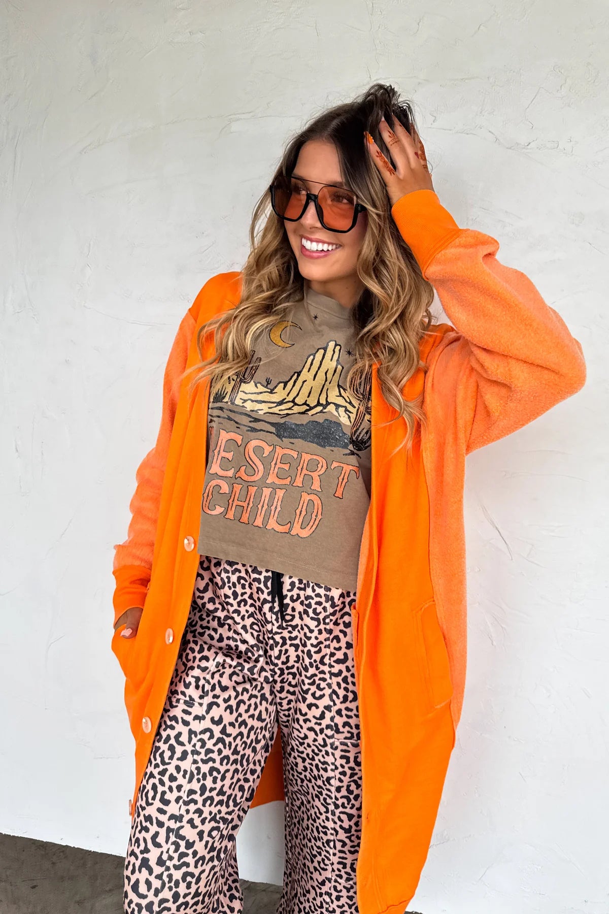 BLAKELEY DESI SOFT SWEATSHIRT CARDIGAN-Orange