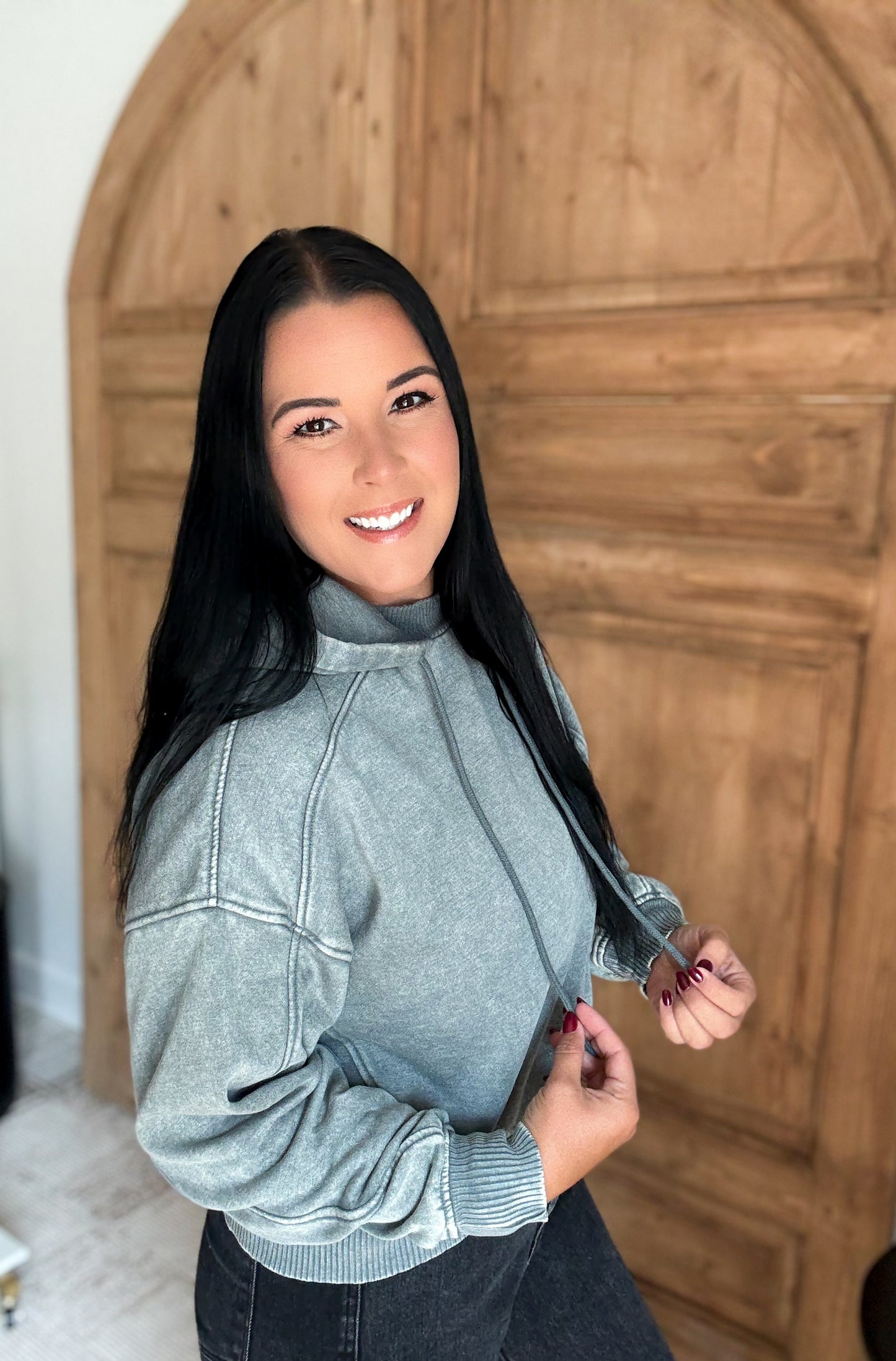 SNUGGLE ME UP ACID WASH HOODIE **Ash Jade