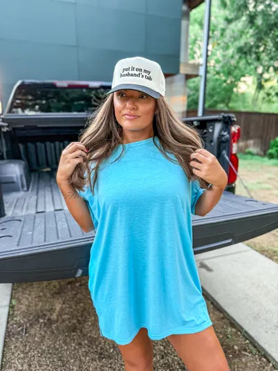 BIRDIE Lightweight Slub Tee in Aqua