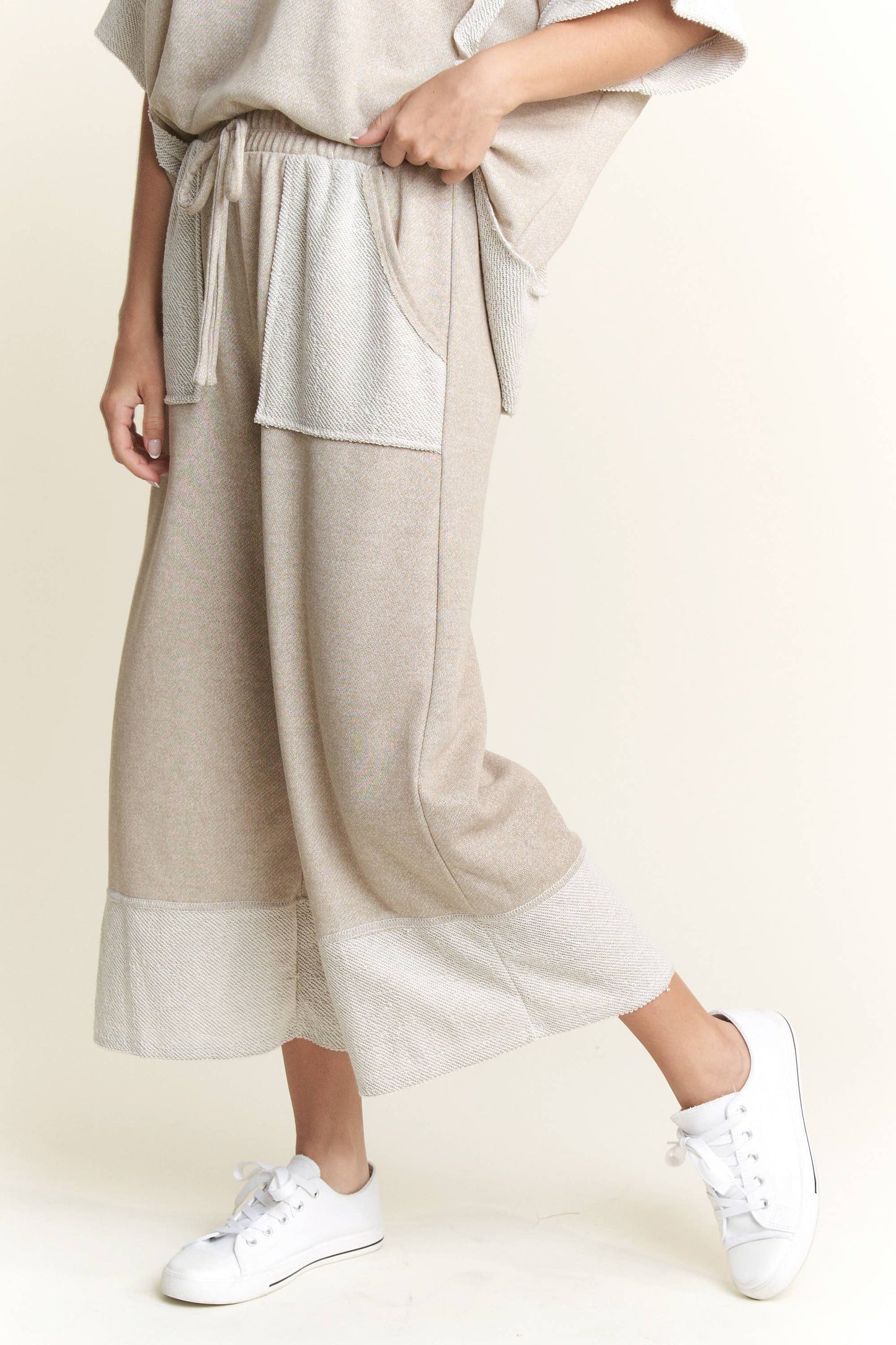 J.HER LOOPTERRY LONG WIDE PANTS TAUPE