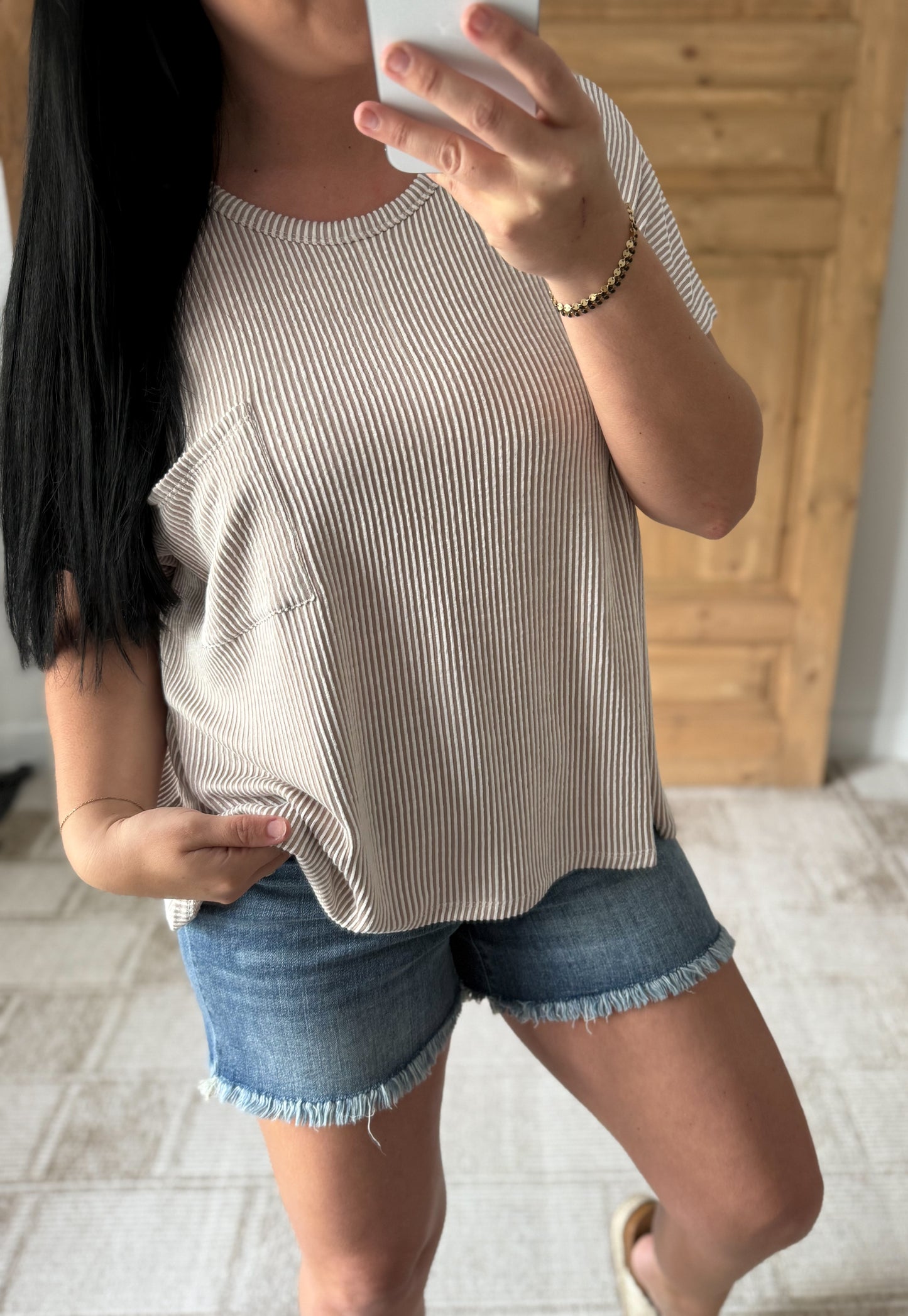 ZENANA CORDED RIB OVERSIZED SHORT SLEEVE TOP (**MULTIPLE COLORS)