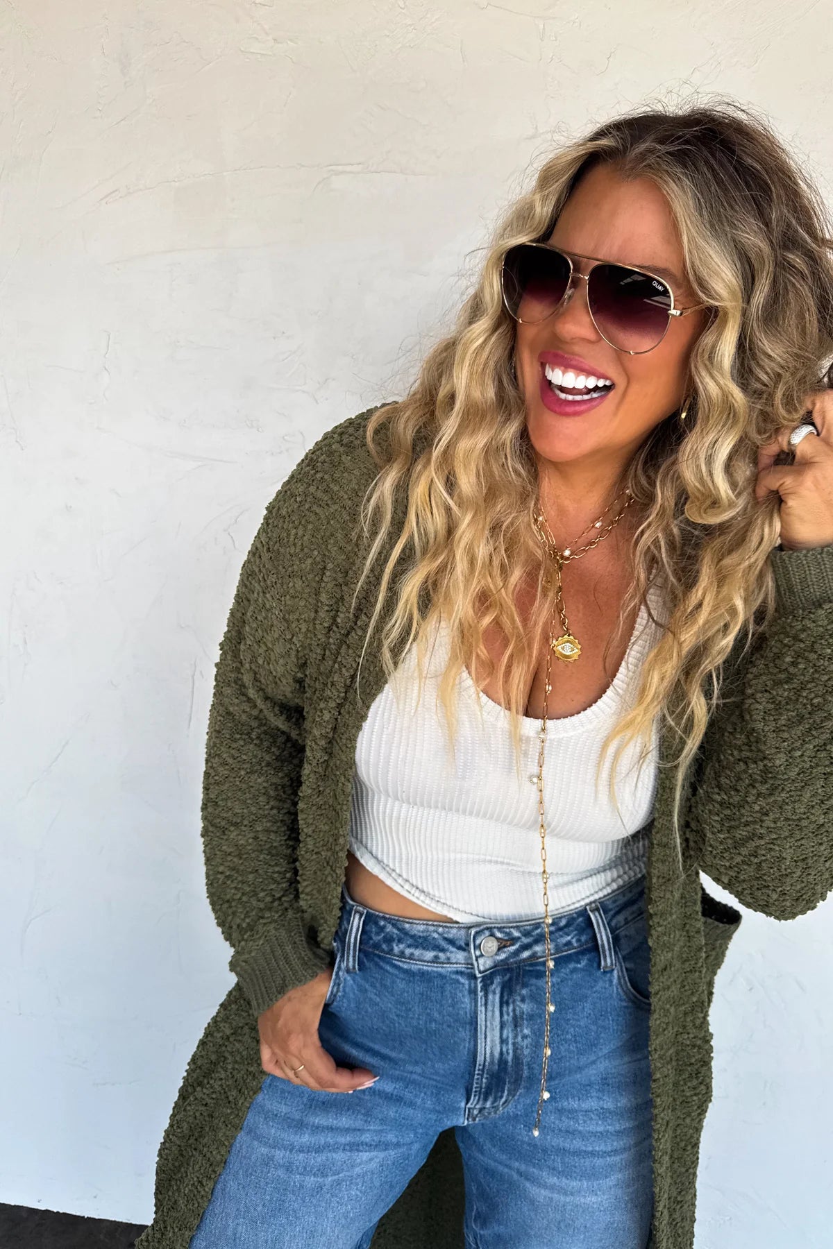 PREORDER- POPPY KNIT POPCORN CARDIGAN-Green