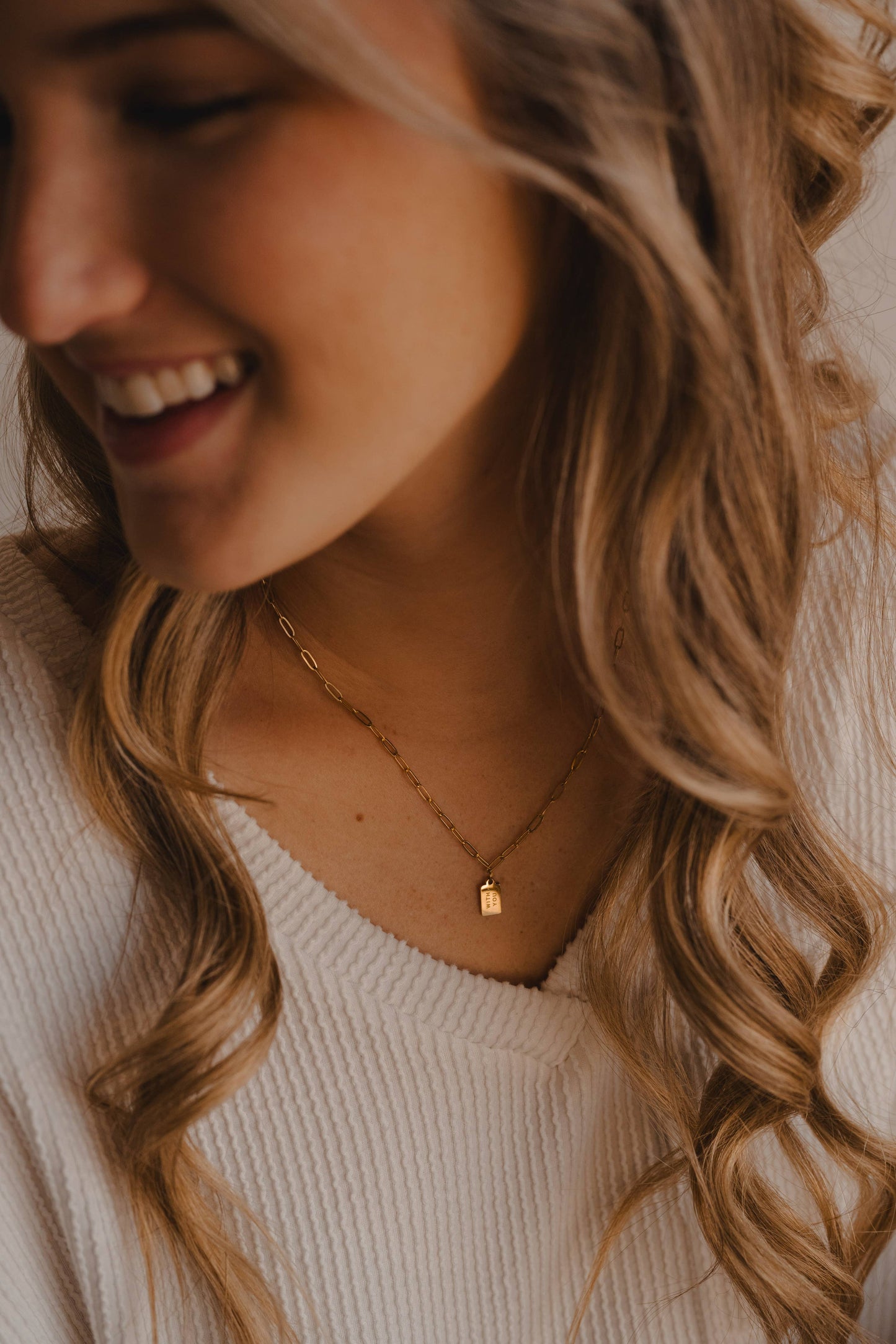 WITH YOU MINI TAG CHRISTIAN NECKLACE ISAIAH 41:10