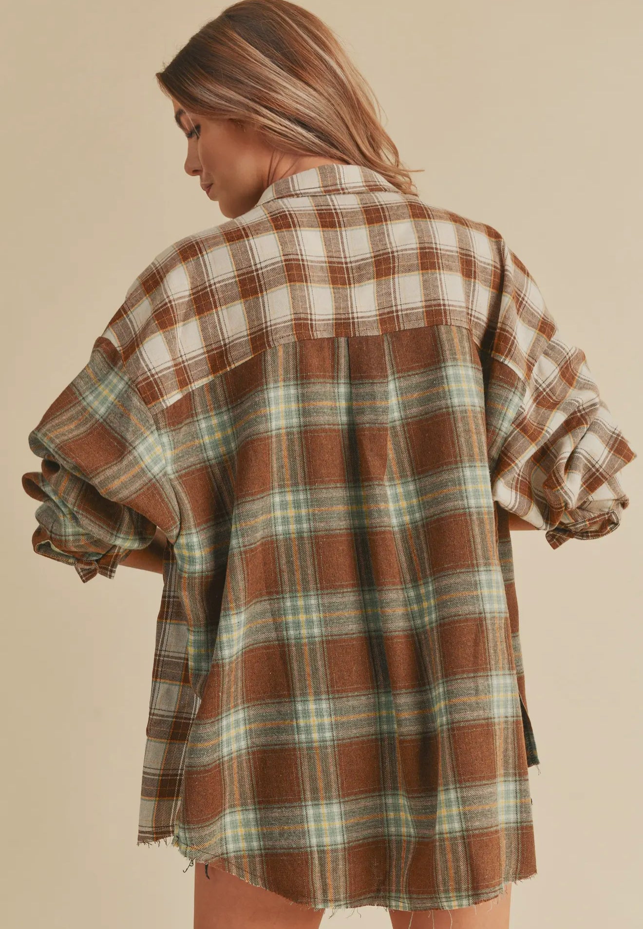 NOT YOUR DADS FLANNEL-Brown/White/Sage