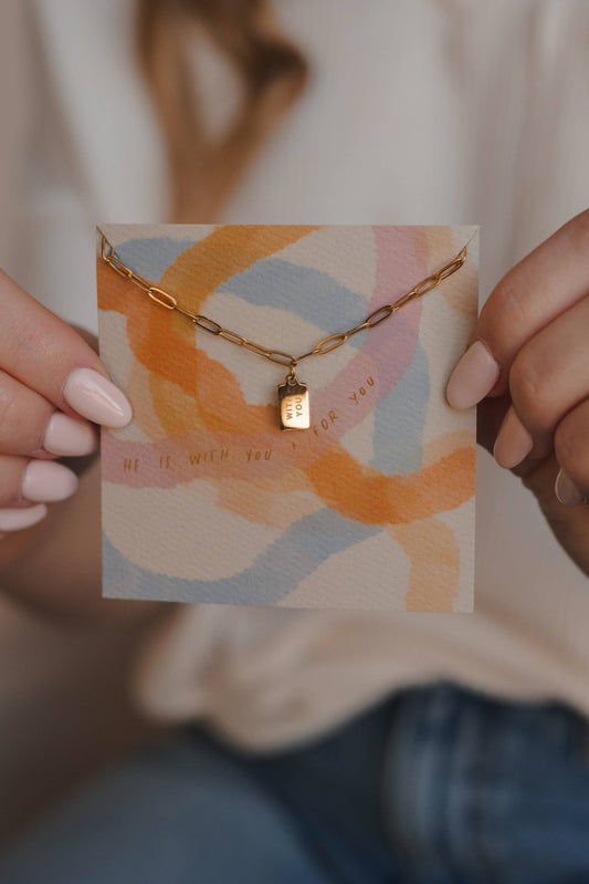 WITH YOU MINI TAG CHRISTIAN NECKLACE ISAIAH 41:10