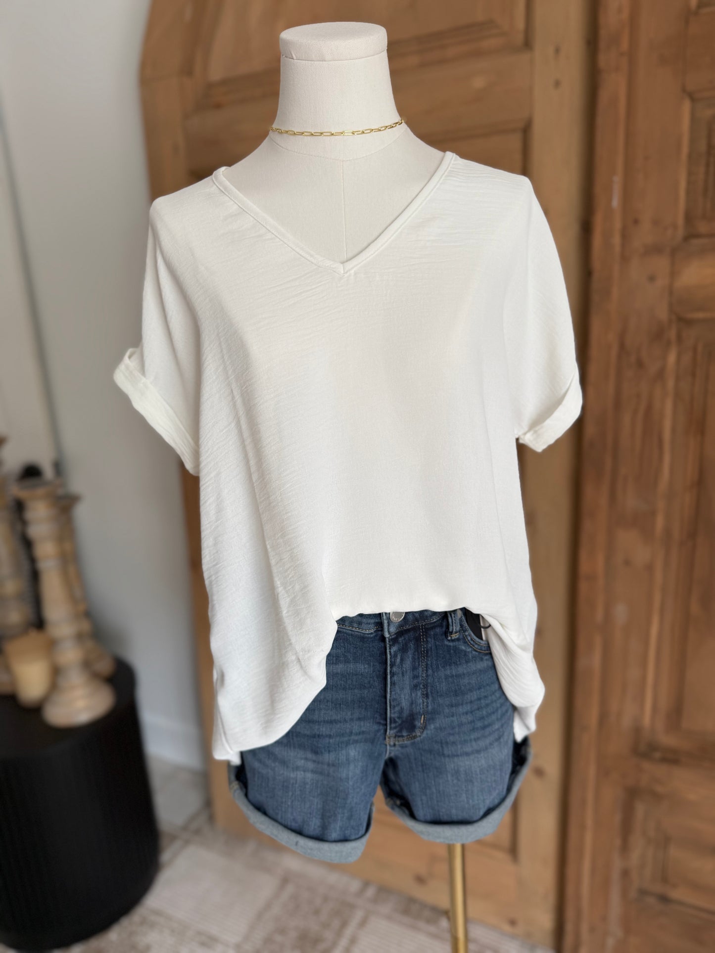 DREAM SOFT TEXTURE RELAXED TOP- white