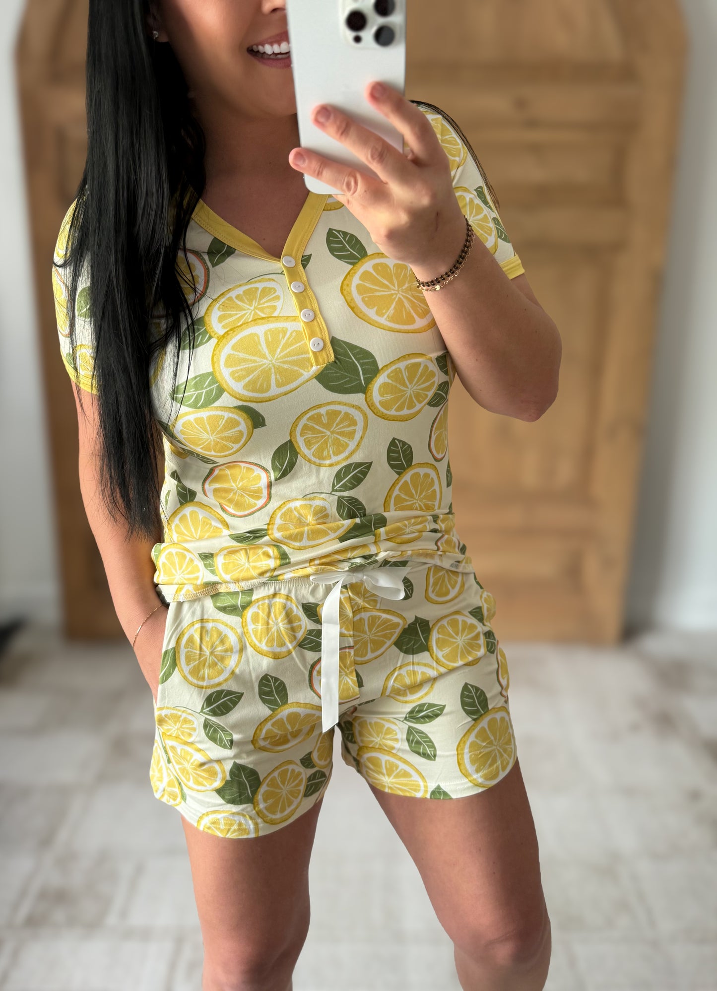 SHIRLEY STONE INSANELY SOFT PAJAMA SHORTS SET-LEMONS