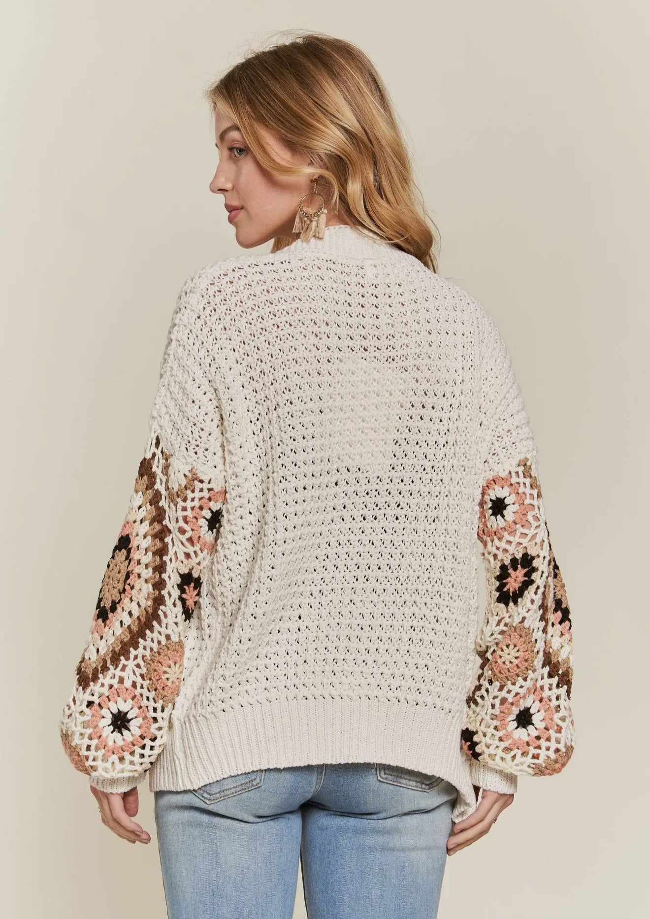 CROCHET NEUTRAL SLEEVE CARDIGAN