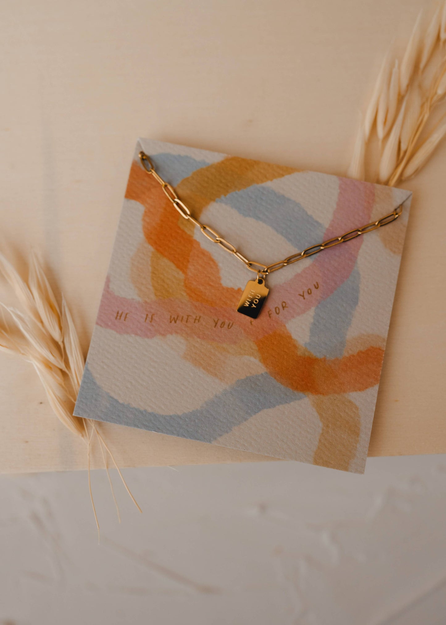 WITH YOU MINI TAG CHRISTIAN NECKLACE ISAIAH 41:10