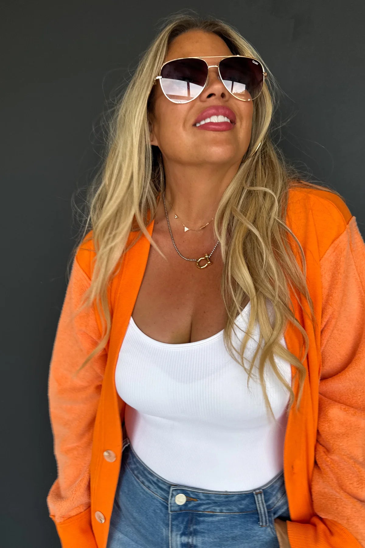 BLAKELEY DESI SOFT SWEATSHIRT CARDIGAN-Orange