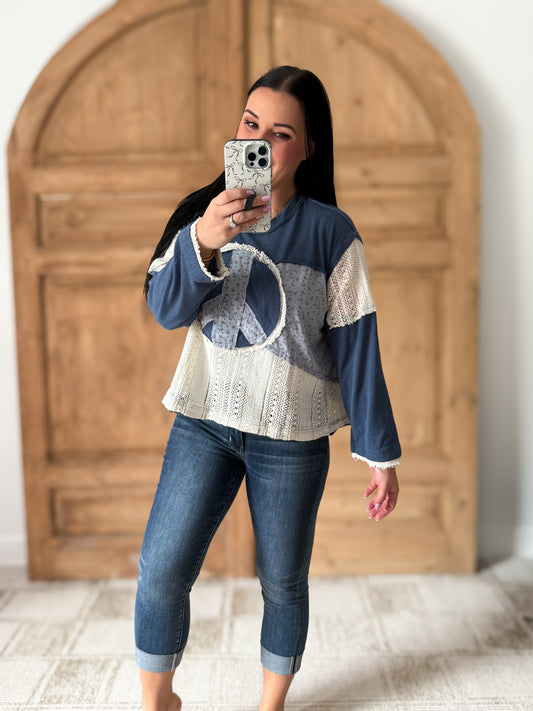 POL: PEACE KNIT TOP INDIGO