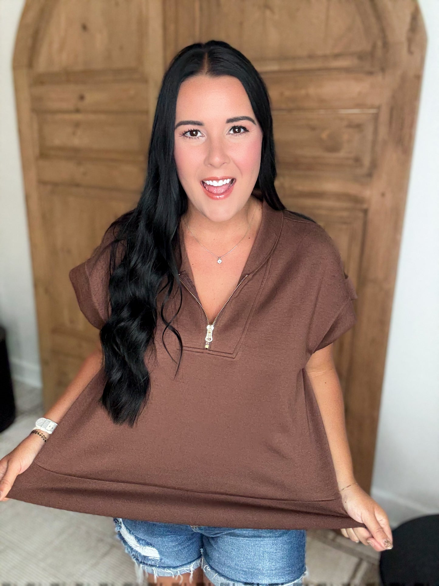 SCUBA BUTTERY SOFT HALF ZIP-Brown