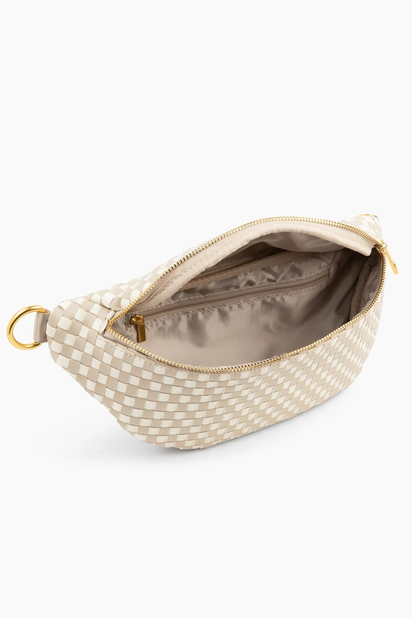 The Fawny Pack - Woven Faux Leather Fanny Pack Crossbody: Beige