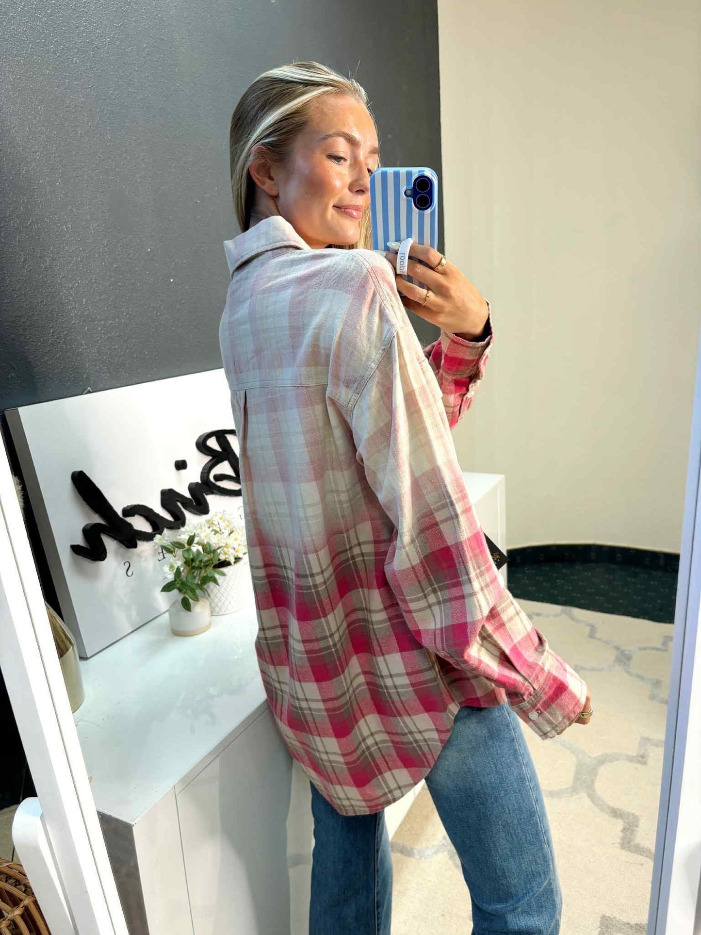 VINTAGE PINK PLAID FLANNEL