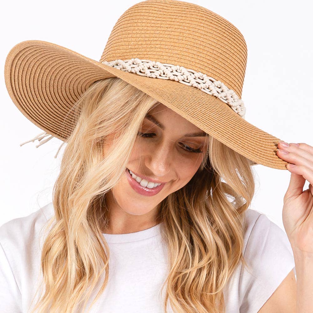 BRAIDED STRAP STRAW SUN HAT (MULTIPLE COLORS)
