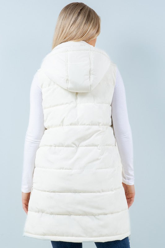 LONGLINE POCKET FAUX FUR PUFFER VEST