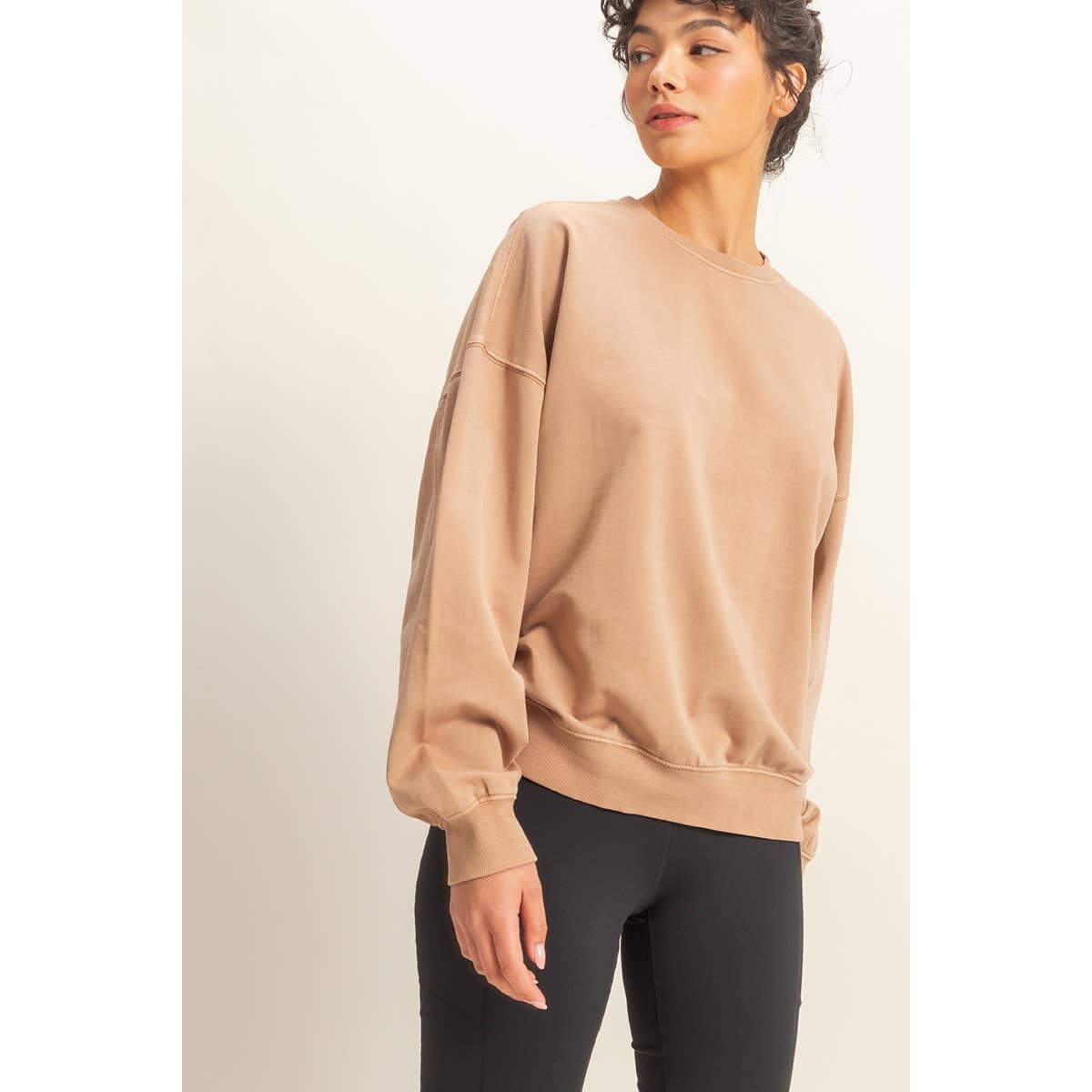 FRENCH TERRY PULLOVER CREWNECK-Light Taupe