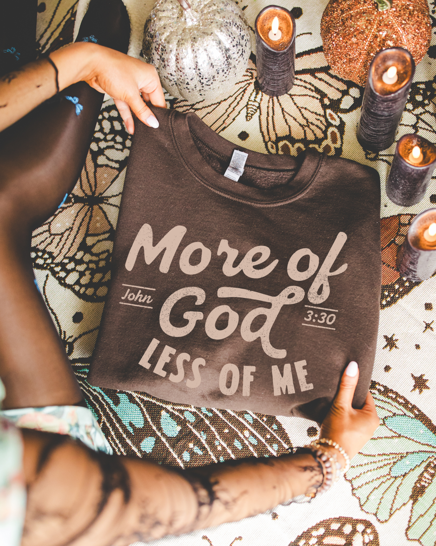 MORE OF GOD LESS OF ME SOFT CREWNECK- Brown