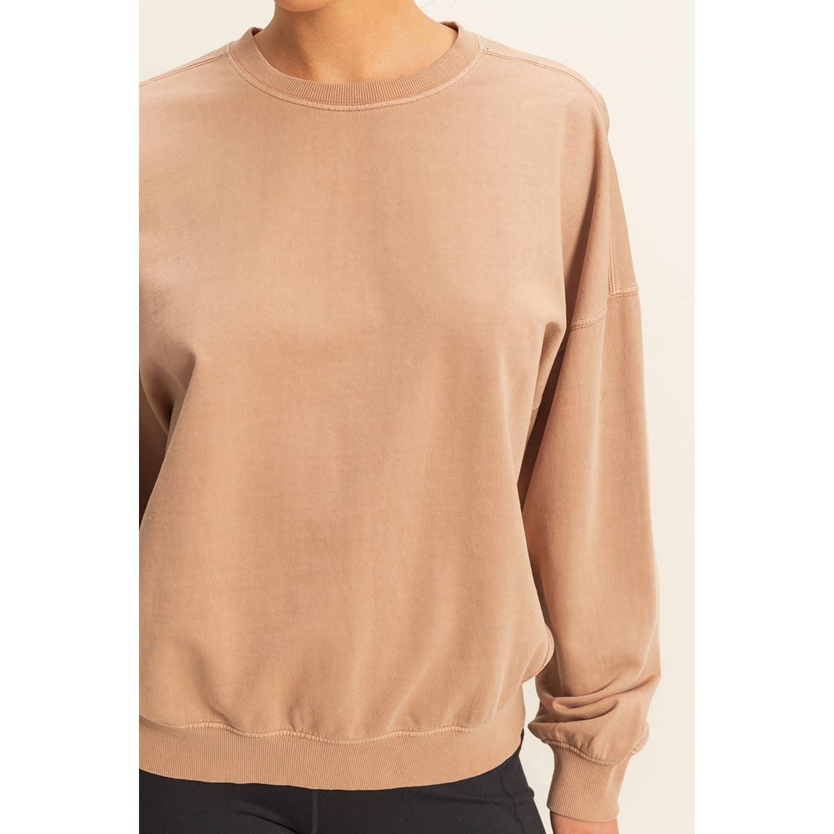 FRENCH TERRY PULLOVER CREWNECK-Light Taupe