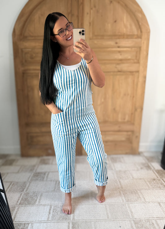 BLAKELEY HAZEL BLUE STRIPE BRITTE ROMPER OVERALL