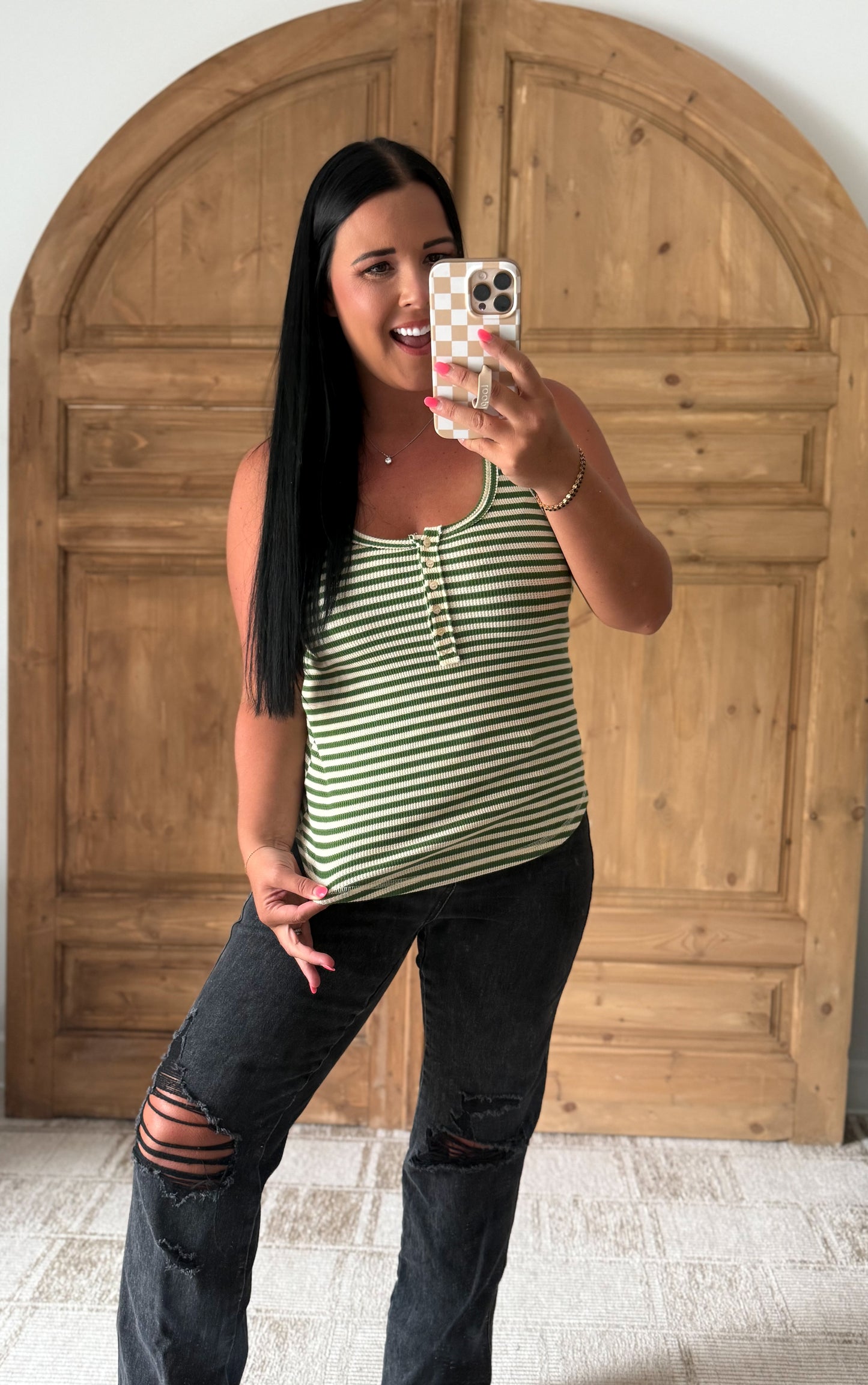 SADIE STRETCHY SOFT TANK-Green