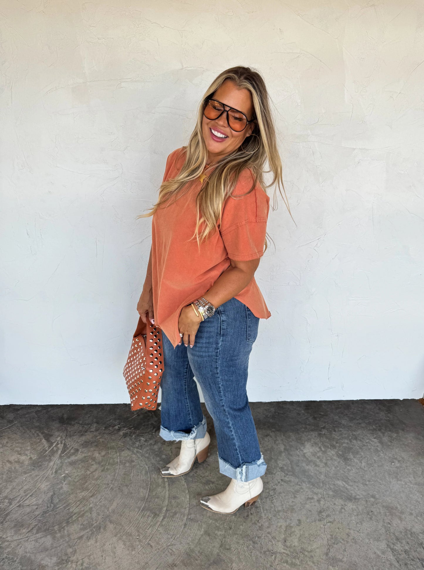 PREORDER- NEW COLORS- JOEY WASHED COTTON BOYFRIEND TEE*multiple colors