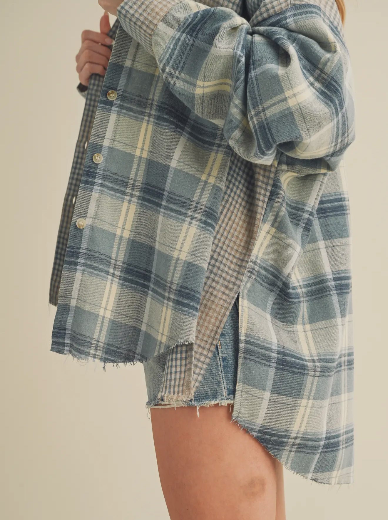 NOT YOUR DADS FLANNEL-Blue/Beige