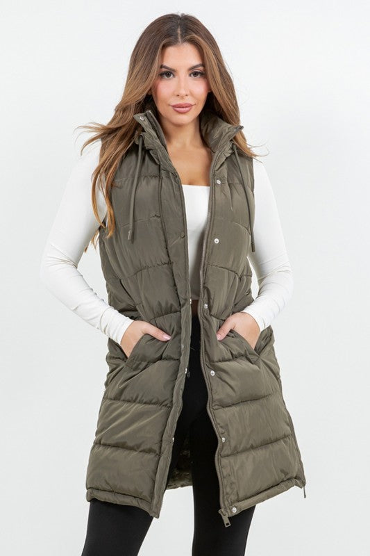 LONGLINE POCKET FAUX FUR PUFFER VEST