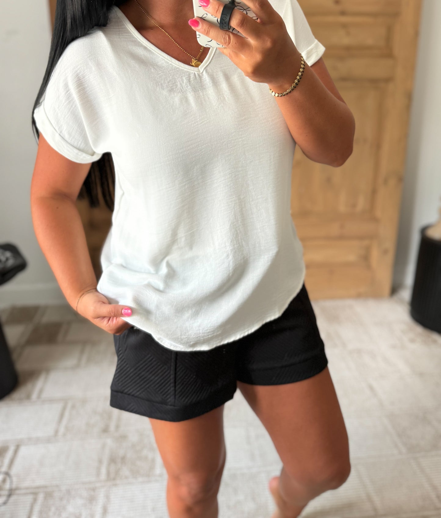 DREAM SOFT TEXTURE RELAXED TOP- white
