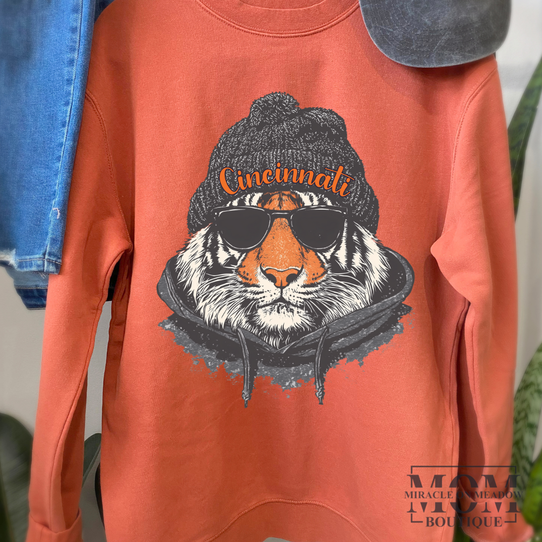 PRE ORDER CINCINNATI TIGER PIGMENT DYED SOFT CREWNECK SWEATSHIRT