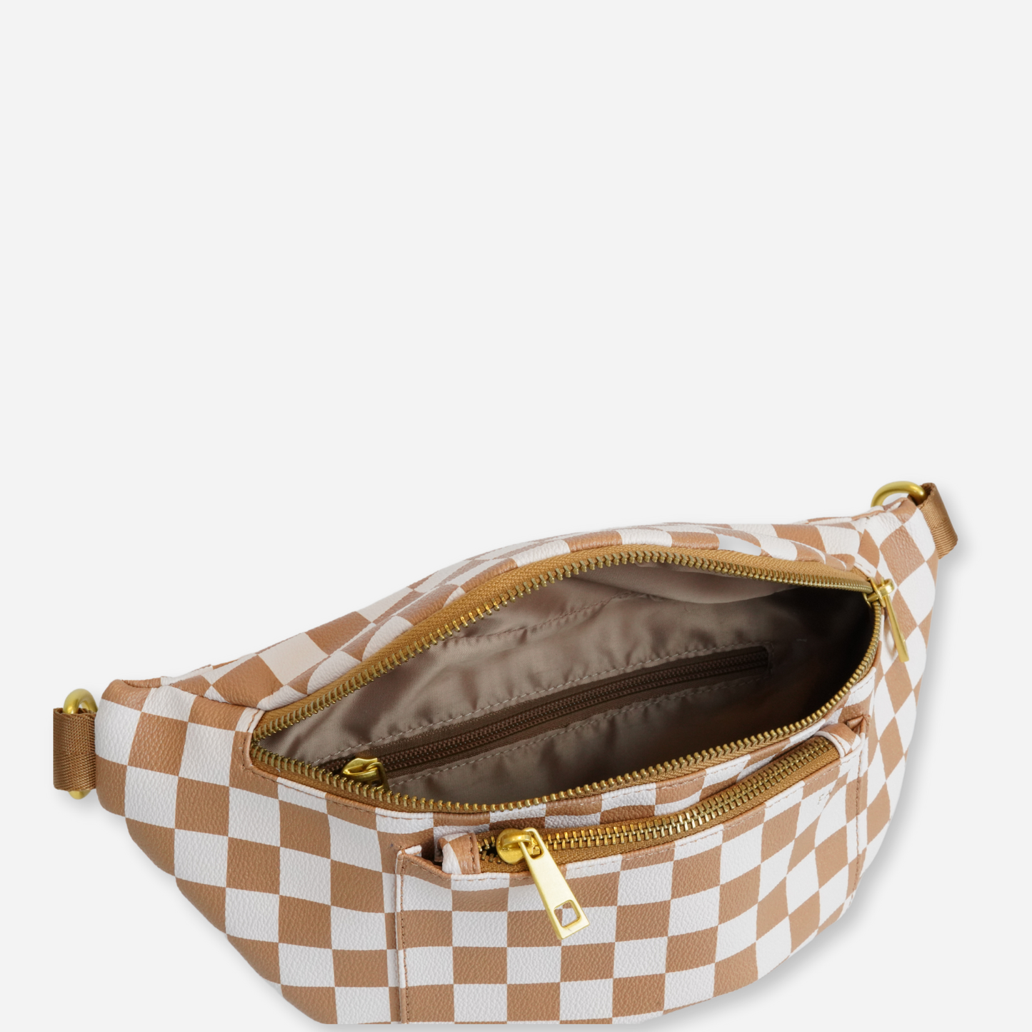 The Fawny Pack - Woven Faux Leather Fanny Pack Crossbody: Brown