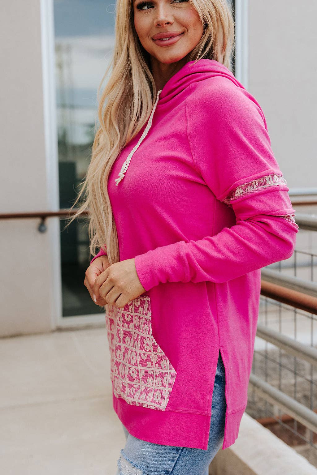 MADE FOR YOU SIDE SLIT PINK HOODIE