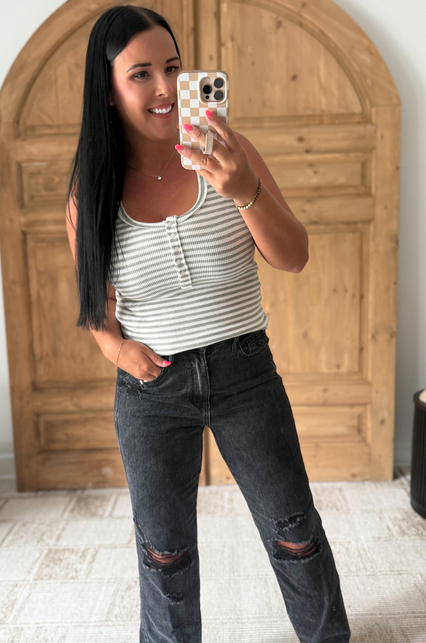 SADIE STRETCHY SOFT TANK-Heather Grey