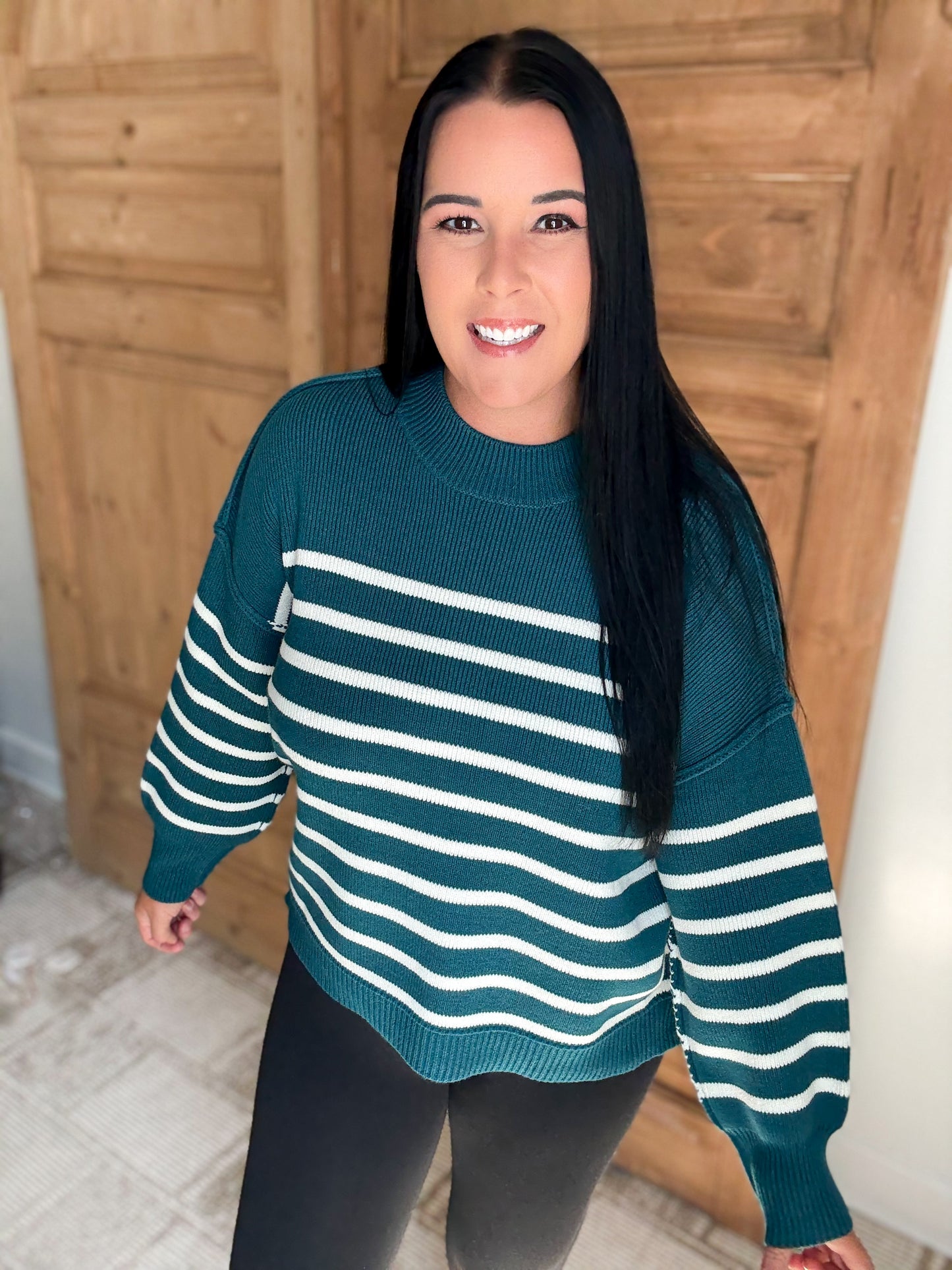 MONICA OVERSIZED EXPOSED SEAM SWEATER- TEAL