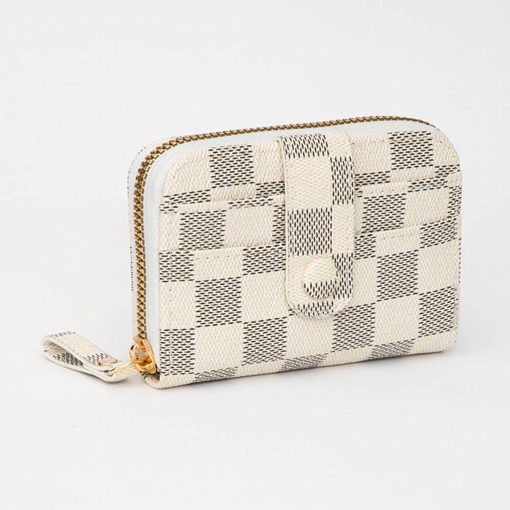 CHECKERED FAUX LEATHER CARD HOLDER (MULTIPLE COLORS)