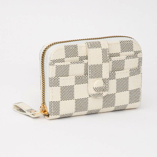 CHECKERED FAUX LEATHER CARD HOLDER (MULTIPLE COLORS)