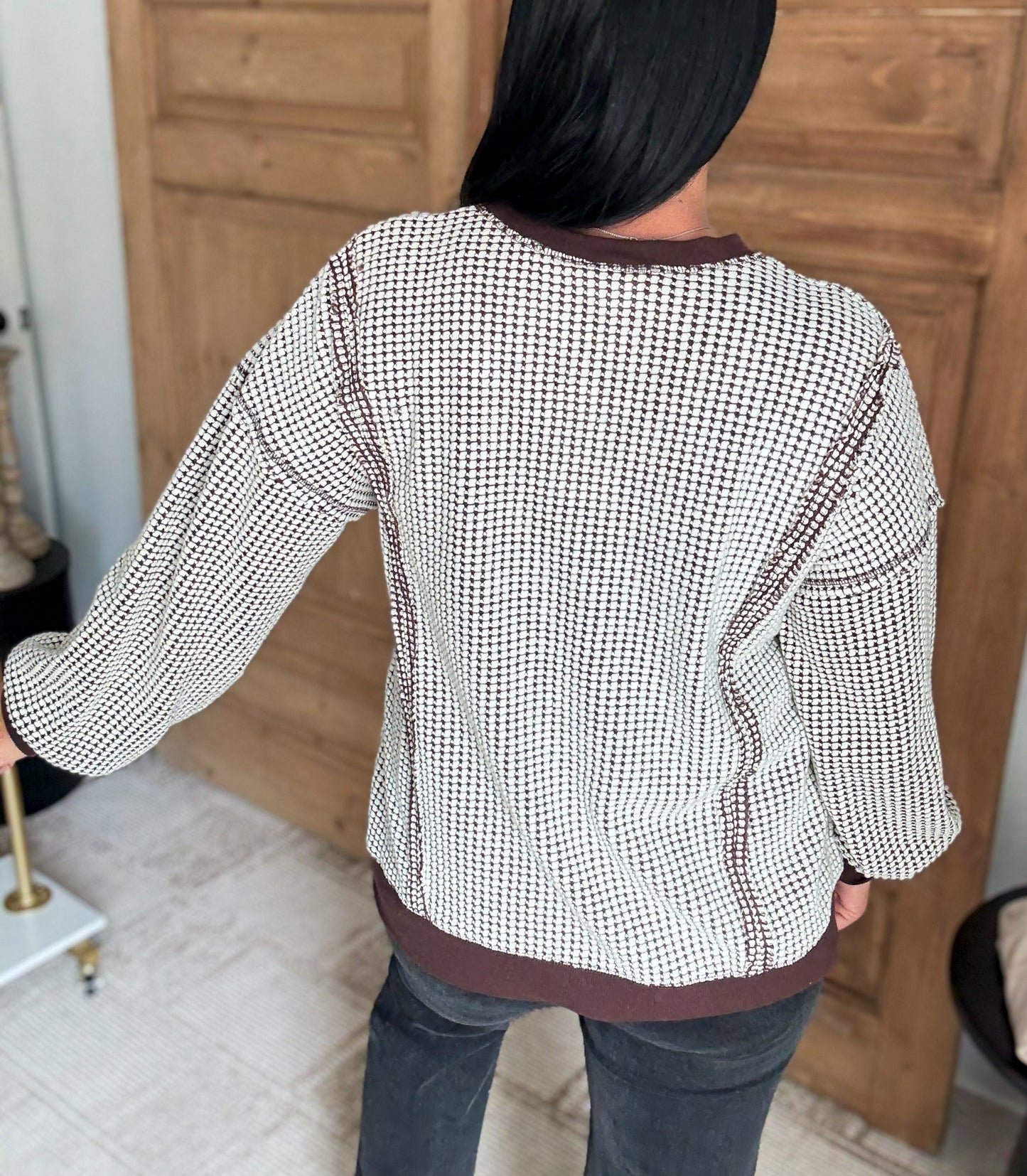 MY COMFORT WAFFLE SOFT OVERSIZED PULLOVER- *Brown