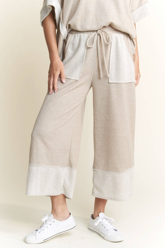 J.HER LOOPTERRY LONG WIDE PANTS TAUPE