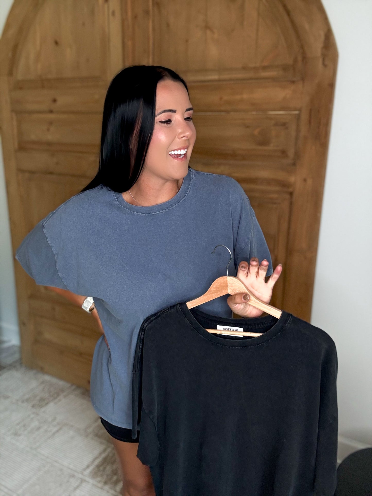 OVERSIZED MINERAL WASHED CREW TEE- Washed Black